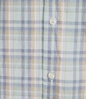 Roundtree & Yorke Long Sleeve Plaid Pattern Slub Sport Shirt