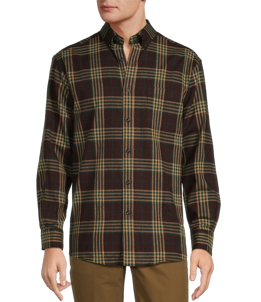 Roundtree & Yorke Long Sleeve Dark Large Plaid Portuguese Flannel Sport Shirt