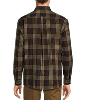 Roundtree & Yorke Long Sleeve Dark Large Plaid Portuguese Flannel Sport Shirt