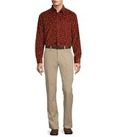 Roundtree & Yorke Long Sleeve Leaf Print Corduroy Sport Shirt