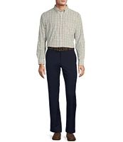 Roundtree & Yorke Long Sleeve Medium Plaid Pattern Slub Sport Shirt