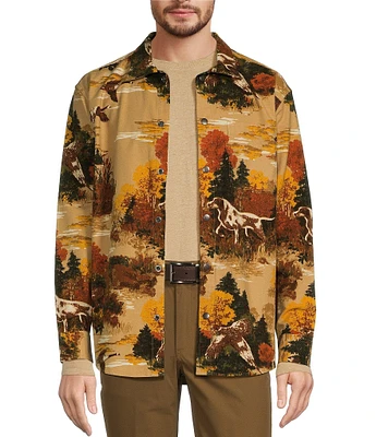 Roundtree & Yorke Long Sleeve Moleskin Woodland Scenic Print Shirt Jacket