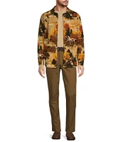 Roundtree & Yorke Long Sleeve Moleskin Woodland Scenic Print Shirt Jacket