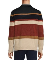 Roundtree & Yorke Long Sleeve Multi Stripe Quarter-Zip Sweater Pullover