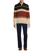 Roundtree & Yorke Long Sleeve Multi Stripe Quarter-Zip Sweater Pullover