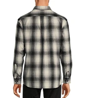 Roundtree & Yorke Long Sleeve Ombre Plaid Portuguese Flannel Sport Shirt