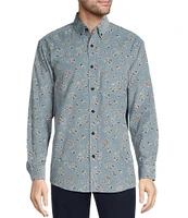 Roundtree & Yorke Long Sleeve Paisley Print Corduroy Sport Shirt