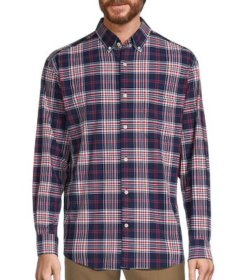 Roundtree & Yorke Long Sleeve Performance Plaid Sport Shirt