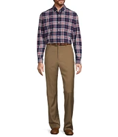 Roundtree & Yorke Long Sleeve Performance Plaid Sport Shirt