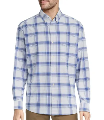 Roundtree & Yorke Long Sleeve Performance Plaid Sport Shirt