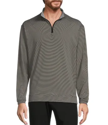 Roundtree & Yorke Long Sleeve Performance Quarter-Zip Striped Pullover