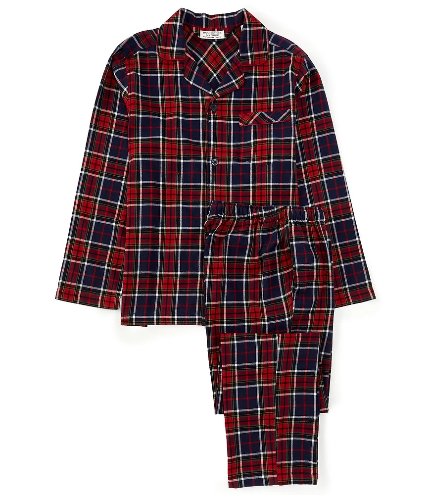 Roundtree & Yorke Long Sleeve Plaid Portuguese Flannel Pajama Shirt & Matching Pant 2-Piece Pajama Set