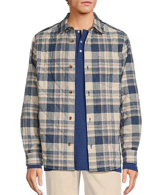 Roundtree & Yorke Long Sleeve Quilted Multi Plaid Shirt Jacket
