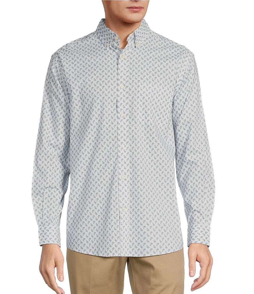 Roundtree & Yorke Long Sleeve Paisley Print Poplin Sport Shirt