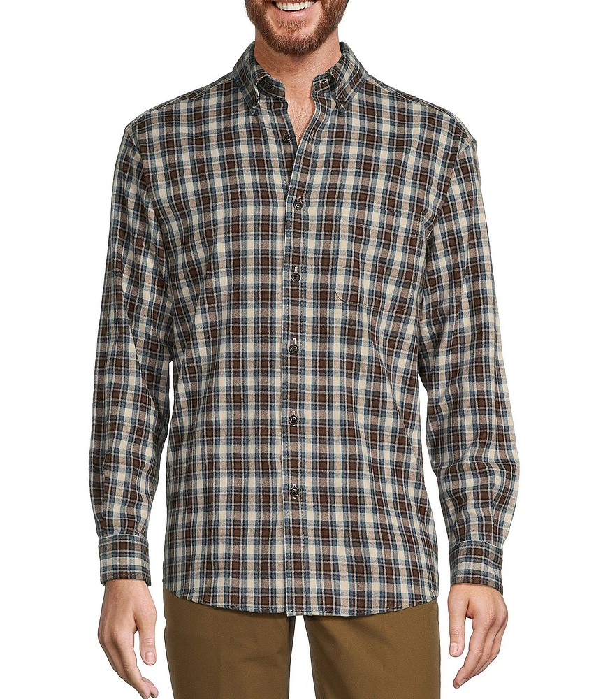 Roundtree & Yorke Long Sleeve Small Plaid Portuguese Flannel Sport Shirt