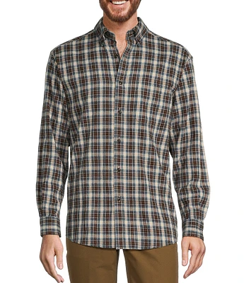 Roundtree & Yorke Long Sleeve Small Plaid Portuguese Flannel Sport Shirt