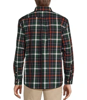 Roundtree & Yorke Long Sleeve Soft Touch Poplin Plaid Sport Shirt