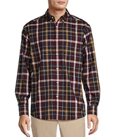 Roundtree & Yorke Long Sleeve Soft Touch Poplin Plaid Sport Shirt