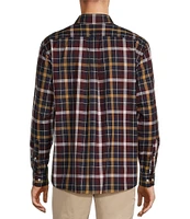 Roundtree & Yorke Long Sleeve Soft Touch Poplin Plaid Sport Shirt