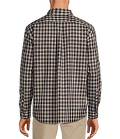 Roundtree & Yorke Long Sleeve Soft Touch Poplin Small Check Sport Shirt