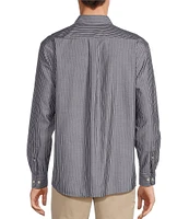 Roundtree & Yorke Long Sleeve Soft Touch Poplin Stripe Sport Shirt