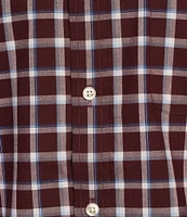 Roundtree & Yorke Long Sleeve Soft Touch Poplin Windowpane Plaid Sport Shirt