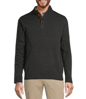 Roundtree & Yorke Long Sleeve Solid Button Mock Sweater