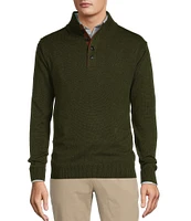 Roundtree & Yorke Long Sleeve Solid Button Mock Sweater