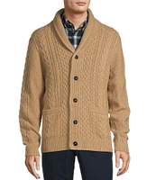 Roundtree & Yorke Long Sleeve Cable Knit Shawl Collar Wool Blend Cardigan