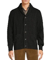 Roundtree & Yorke Long Sleeve Cable Knit Shawl Collar Wool Blend Cardigan