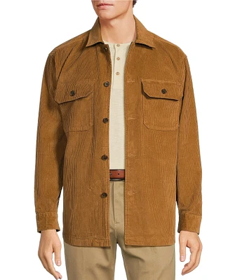 Roundtree & Yorke Long Sleeve Solid Corduroy Shirt Jacket