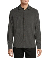 Roundtree & Yorke Long Sleeve Solid Polynosic Button-Front Knit Shirt