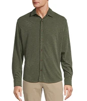 Roundtree & Yorke Long Sleeve Solid Polynosic Button-Front Knit Shirt