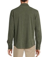 Roundtree & Yorke Long Sleeve Solid Polynosic Button-Front Knit Shirt