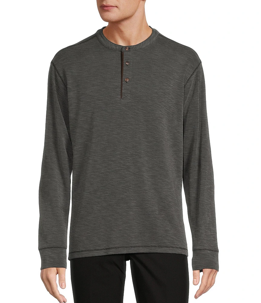 Roundtree & Yorke Long Sleeve Solid Polynosic Henley Shirt