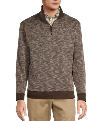 Roundtree & Yorke Long Sleeve Solid Polynosic Quarter Zip Pullover