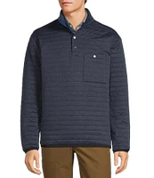 Roundtree & Yorke Long Sleeve Solid Quilted Snap Mockneck Pullover