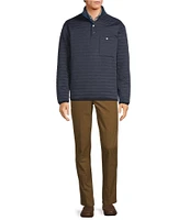 Roundtree & Yorke Long Sleeve Solid Quilted Snap Mockneck Pullover