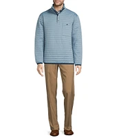 Roundtree & Yorke Long Sleeve Solid Quilted Snap Mockneck Pullover