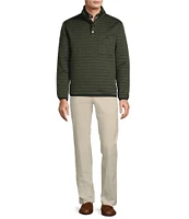 Roundtree & Yorke Long Sleeve Solid Quilted Snap Mockneck Pullover