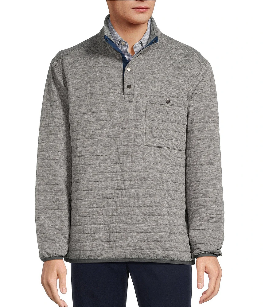 Roundtree & Yorke Long Sleeve Solid Quilted Snap Mockneck Pullover