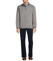 Roundtree & Yorke Long Sleeve Solid Quilted Snap Mockneck Pullover