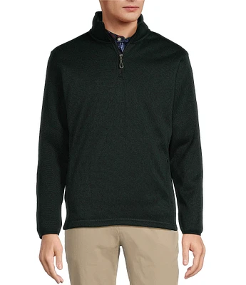 Roundtree & Yorke Long Sleeve Solid Sweater Fleece Quarter-Zip Pullover