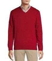 Roundtree & Yorke Long Sleeve Solid V-Neck Pullover Sweater