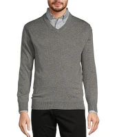 Roundtree & Yorke Long Sleeve Solid V-Neck Pullover Sweater