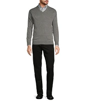 Roundtree & Yorke Long Sleeve Solid V-Neck Pullover Sweater