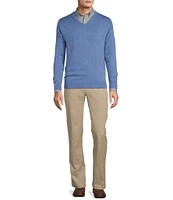 Roundtree & Yorke Long Sleeve Solid V-Neck Pullover Sweater