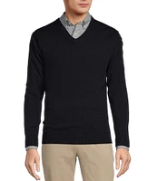 Roundtree & Yorke Long Sleeve Solid V-Neck Pullover Sweater