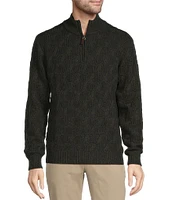 Roundtree & Yorke Long Sleeve Textured Cable Knit Solid Quarter-Zip Sweater