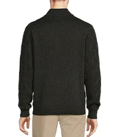 Roundtree & Yorke Long Sleeve Textured Cable Knit Solid Quarter-Zip Sweater